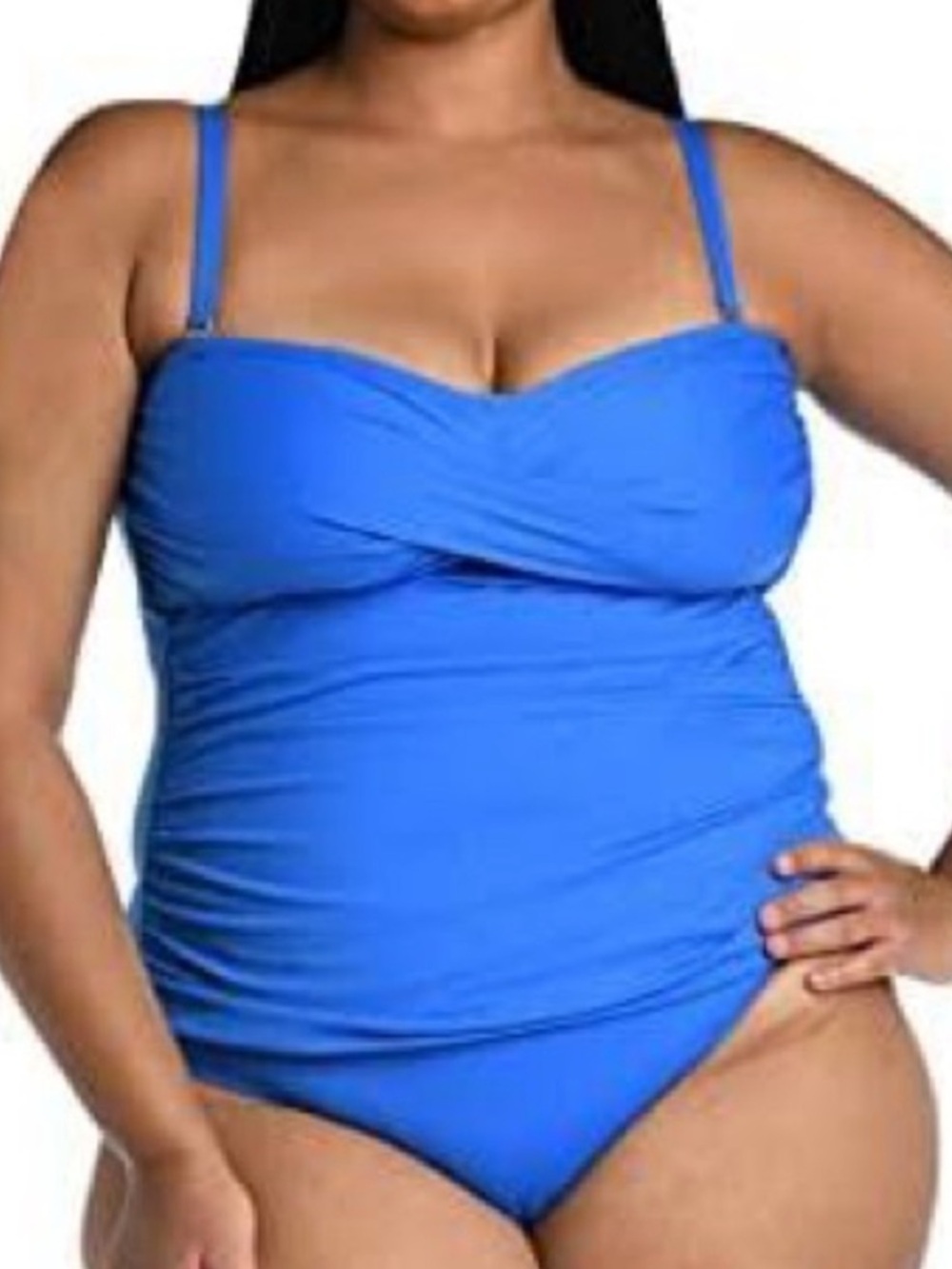 LA BLANCA ISLAND GODDESS SWEETHEART MIO ROYAL BLUE ONE-PIECE SWIMSUIT PLUS SIZE